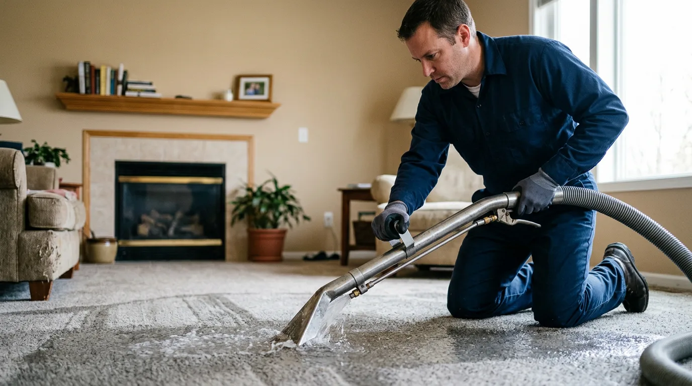 Water damage restoration technician working near Mount Rainier, MD